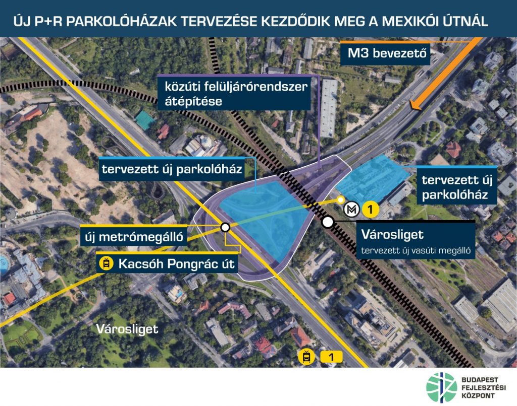 Városliget mellett létesülő parkolóház térkép